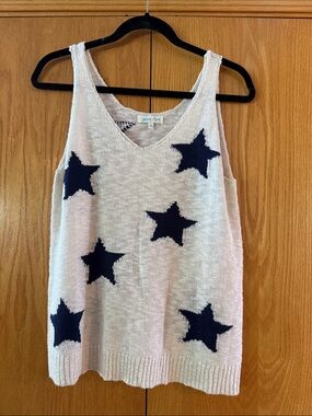 Light Cream Tank with Navy Star Knit